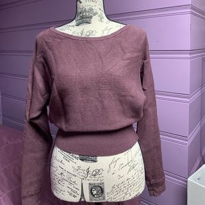 Express Women’s Crew Neck Banded Bottom Ribbed SoHo Sweater